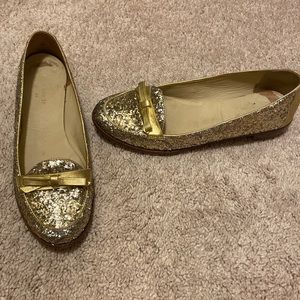 Kate Spade gold sparkle loafers
